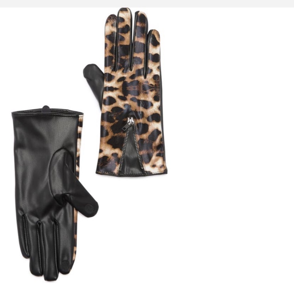 NEW: Vince Camuto Leopard Print Faux Leather Gloves